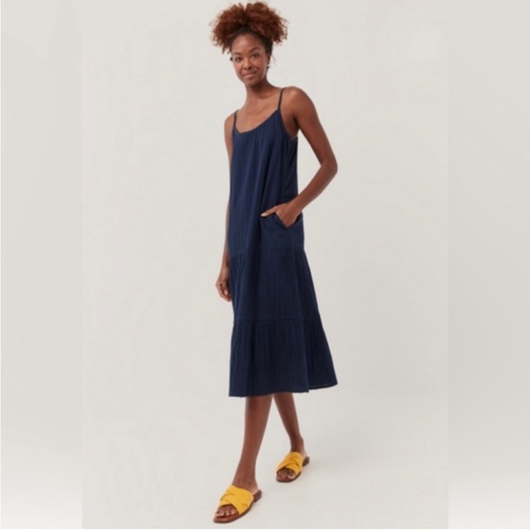 Pact Dresses & Skirts - Pact Organic Cotton Women's Maritime Navy The Coastal Cami Midi Dress